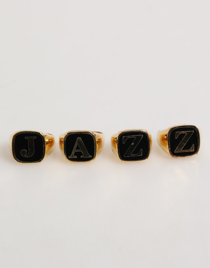 Dolce &amp; Gabbana Sample Sale Dolce &amp; Gabbana Gold Tone Brass JAZZ Letter Set 4 Pieces Adjustable Ring - | Designer outlet