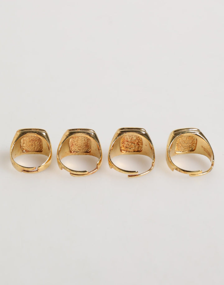 Dolce &amp; Gabbana Sample Sale Dolce &amp; Gabbana Gold Tone Brass JAZZ Letter Set 4 Pieces Adjustable Ring - | Designer outlet