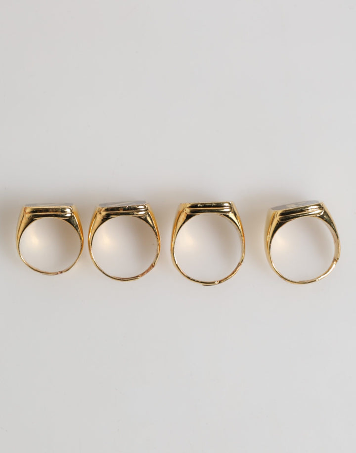 Dolce &amp; Gabbana Sample Sale Dolce &amp; Gabbana Gold Tone Brass JAZZ Letter Set 4 Pieces Adjustable Ring - | Designer outlet