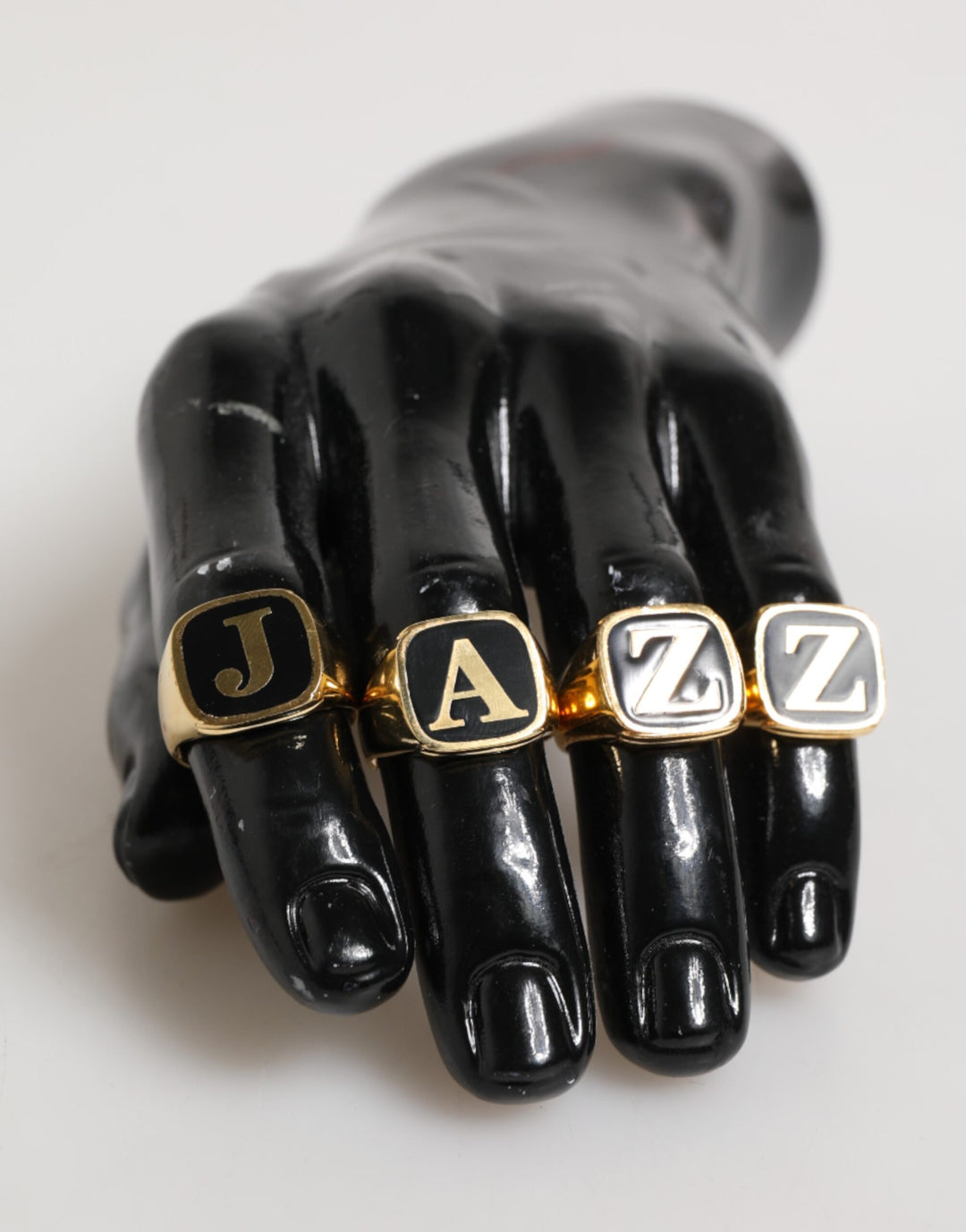 Dolce &amp; Gabbana Sample Sale Dolce &amp; Gabbana Gold Tone Brass JAZZ Letter Set 4 Pieces Adjustable Ring - | Designer outlet