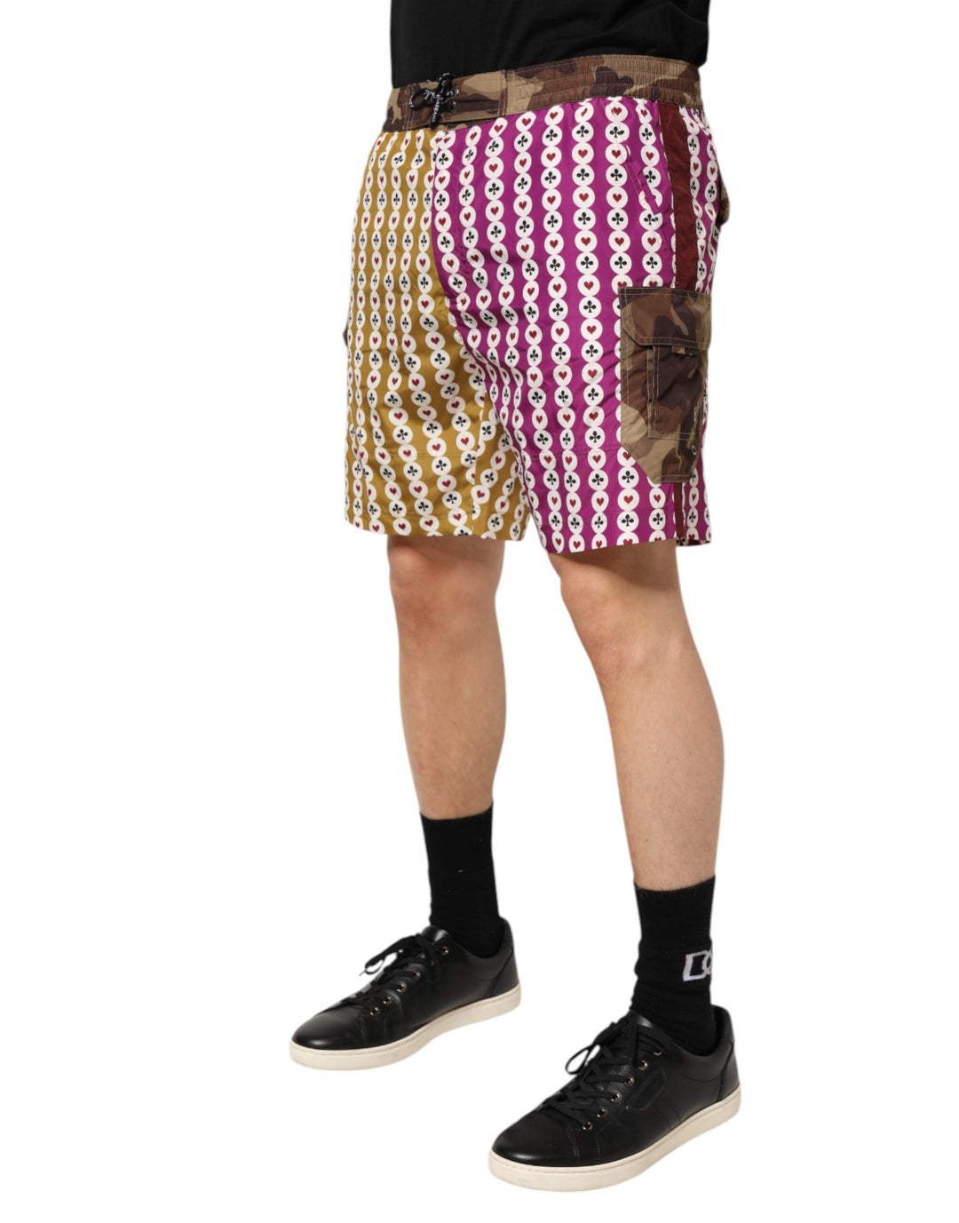 Dolce &amp; Gabbana Multicolor Playing Card Camouflage Shorts Swimwear by Dolce &amp; Gabbana outlet now on sale