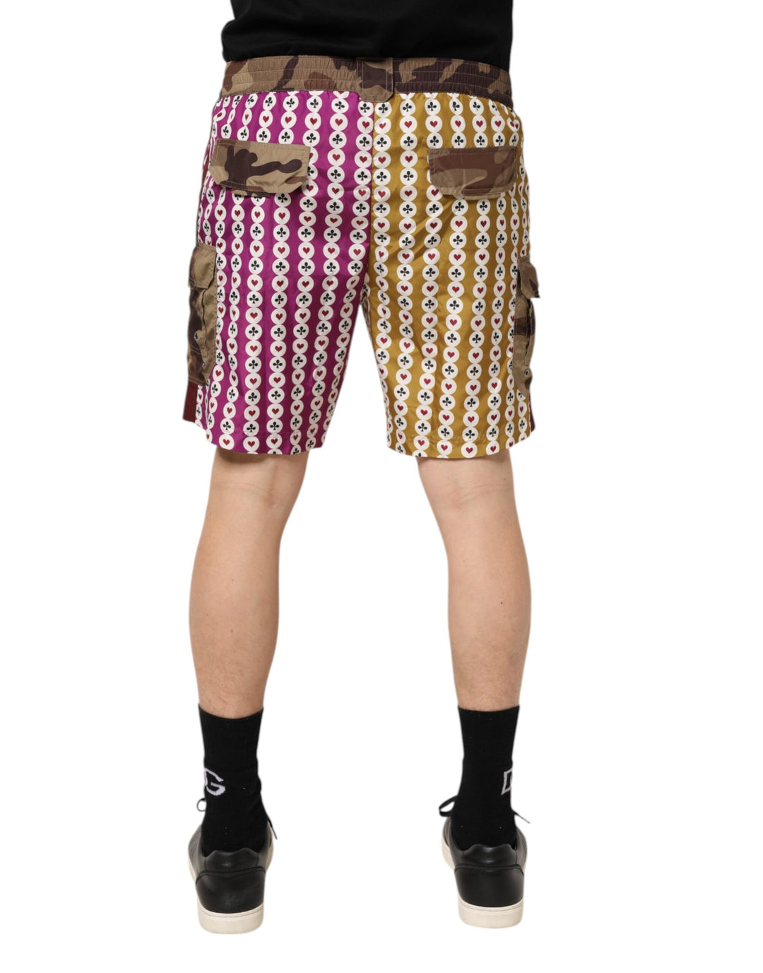 Dolce &amp; Gabbana Multicolor Playing Card Camouflage Shorts Swimwear by Dolce &amp; Gabbana outlet now on sale