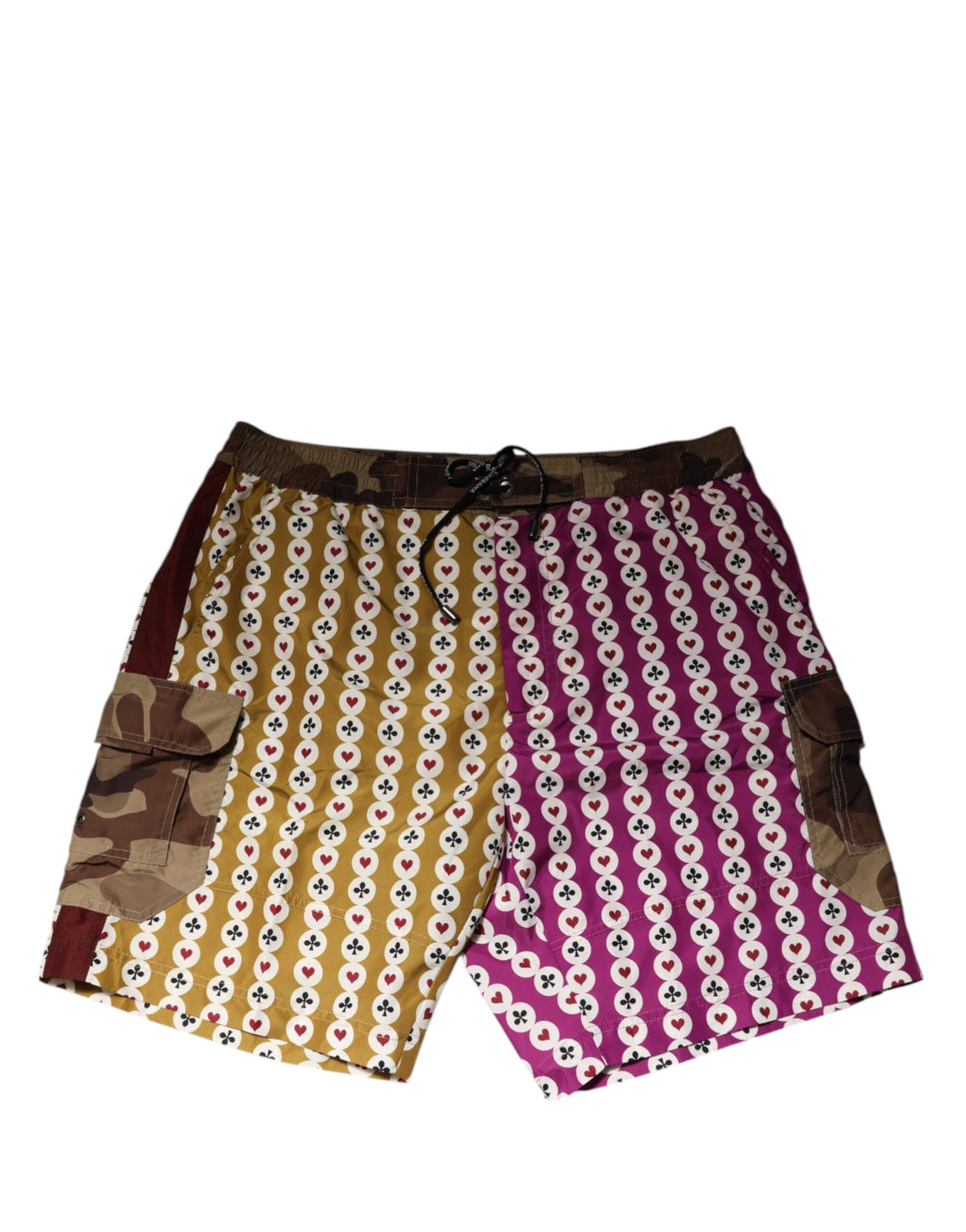 Dolce &amp; Gabbana Multicolor Playing Card Camouflage Shorts Swimwear by Dolce &amp; Gabbana outlet now on sale