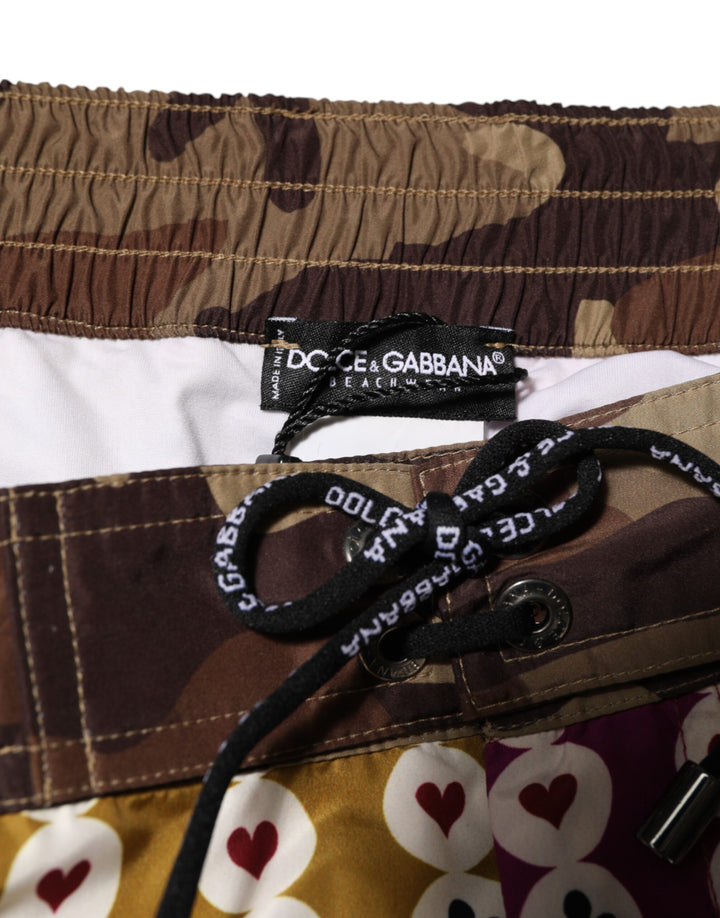 Dolce &amp; Gabbana Multicolor Playing Card Camouflage Shorts Swimwear by Dolce &amp; Gabbana outlet now on sale