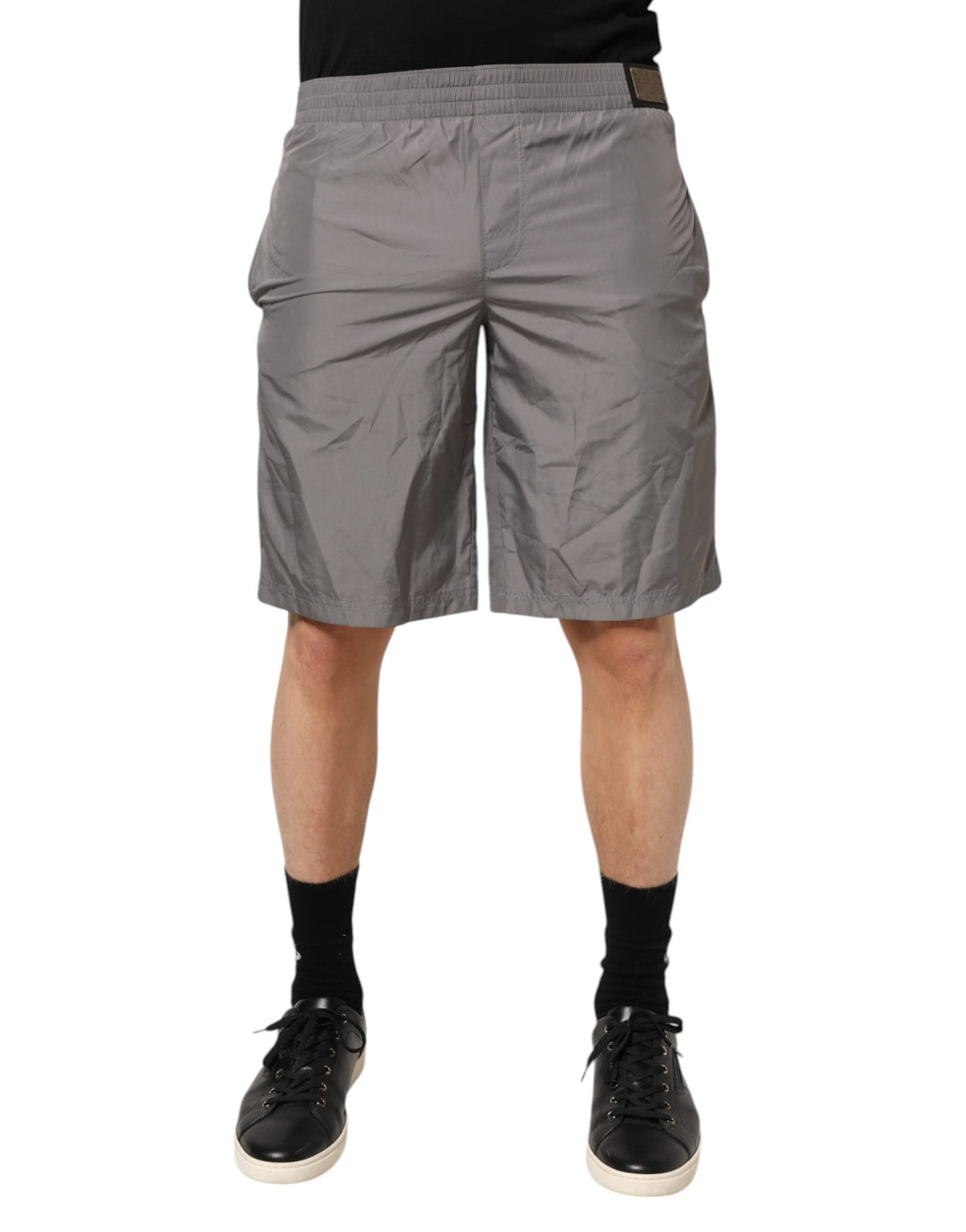 Dolce &amp; Gabbana Sample Sale Dolce &amp; Gabbana Light Gray Nylon Elastic Waist Shorts Swimwear - | Designer outlet