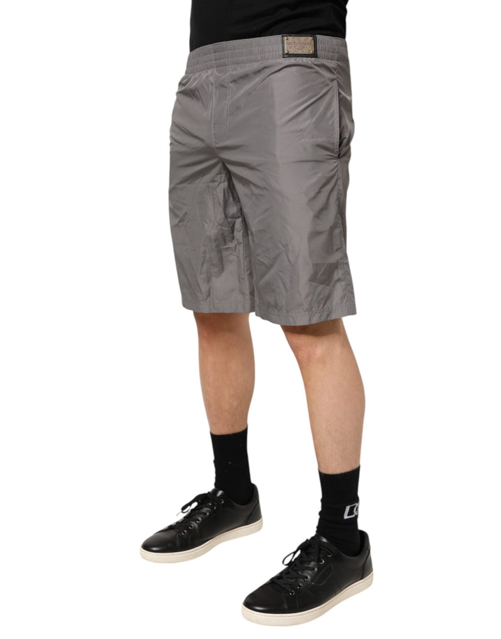 Dolce &amp; Gabbana Sample Sale Dolce &amp; Gabbana Light Gray Nylon Elastic Waist Shorts Swimwear - | Designer outlet