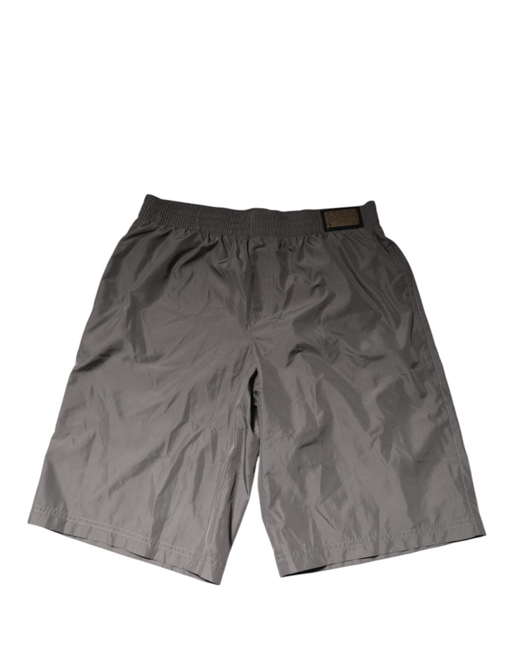 Dolce &amp; Gabbana Sample Sale Dolce &amp; Gabbana Light Gray Nylon Elastic Waist Shorts Swimwear - | Designer outlet