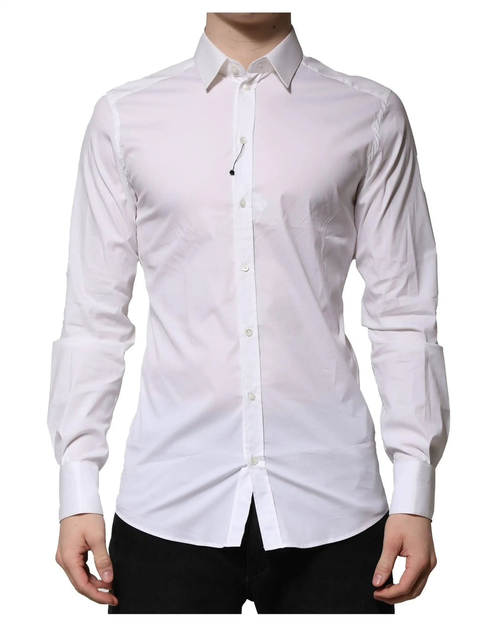 Dolce & Gabbana Sample Sale | Dolce & Gabbana White Cotton GOLD Long Sleeves Formal Shirt - | Designer outlet
