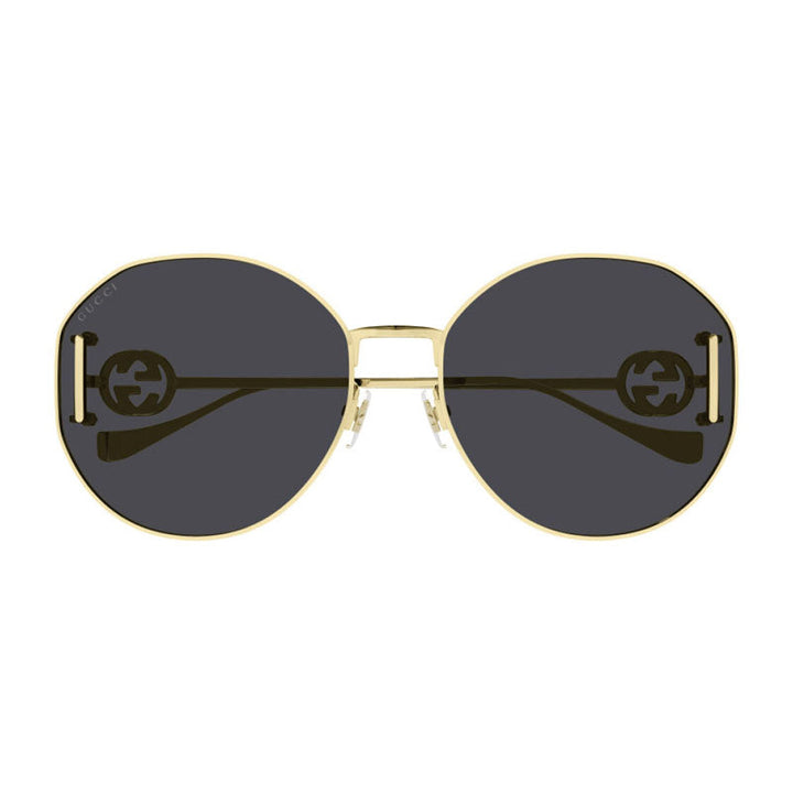 Gucci Sunglasses Oval Full Rim, Gold Frame and Grey Lens GG1206SA002