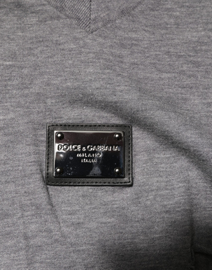 Dolce &amp; Gabbana Sample Sale Dolce &amp; Gabbana Gray Cotton Tattered Logo Patch Men T-shirt - | Designer outlet