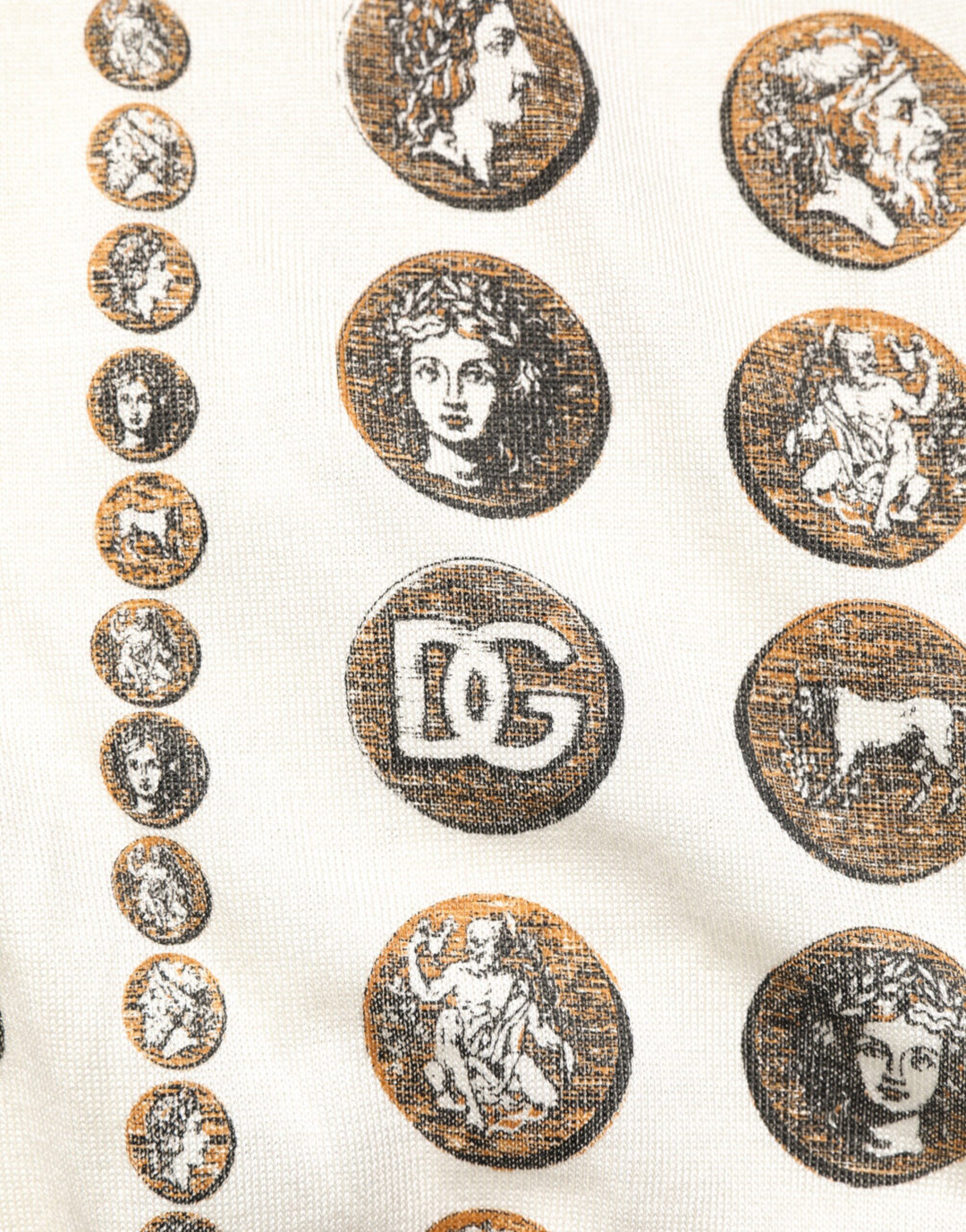 Dolce &amp; Gabbana Sample Sale Dolce &amp; Gabbana Silk Ivory Coin Print Logo Men Polo T-shirt - | Designer outlet