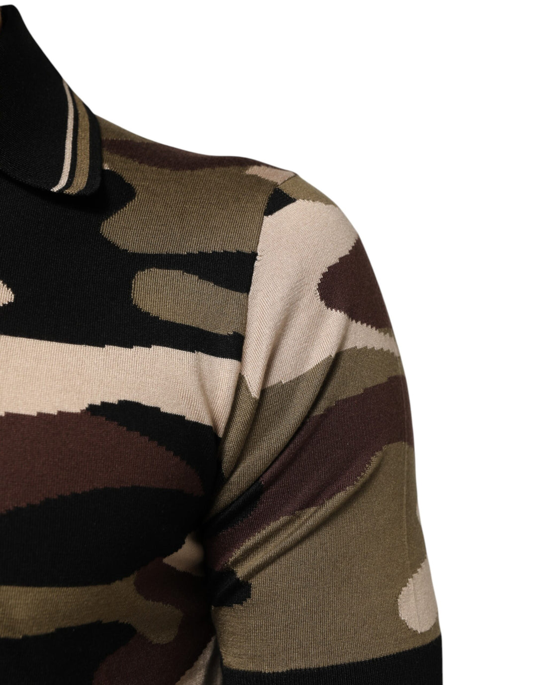 Dolce &amp; Gabbana Sample Sale Dolce &amp; Gabbana Camouflage Brown Silk MilitaryPolo T-shirt - | Designer outlet