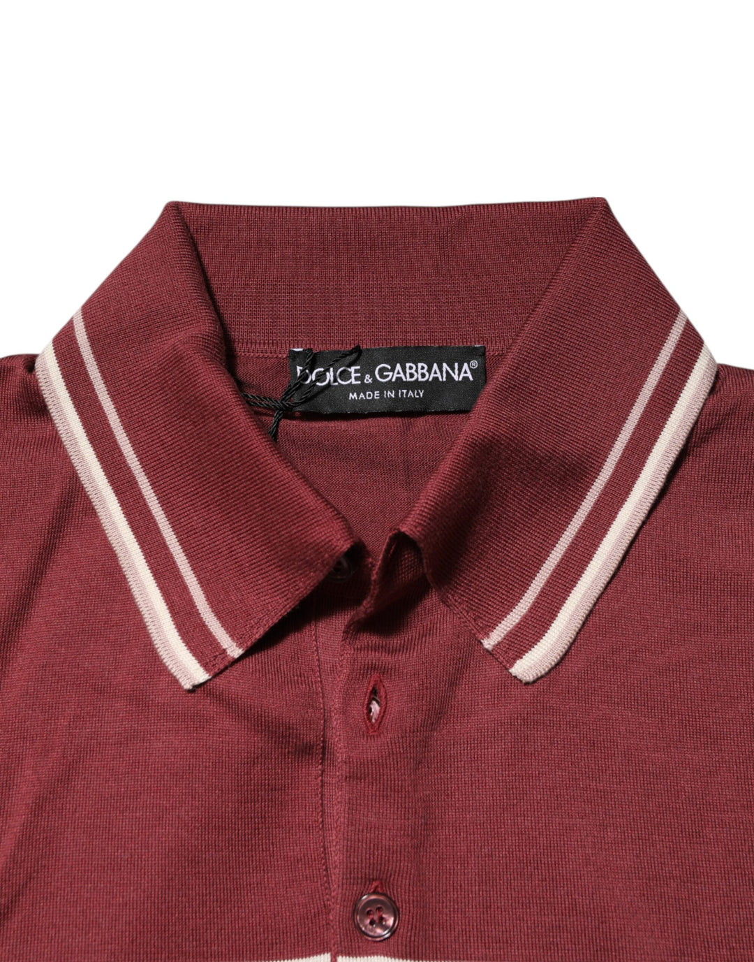 Dolce &amp; Gabbana Sample Sale Dolce &amp; Gabbana Cotton Burgundy Striped DG Logo Polo T-shirt - | Designer outlet