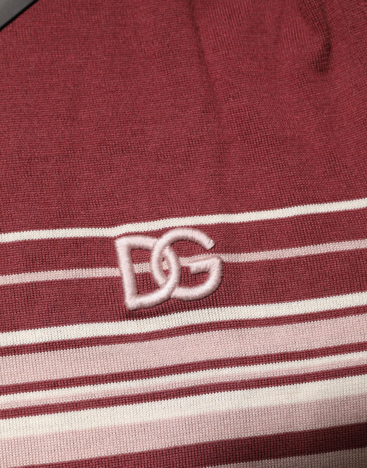 Dolce &amp; Gabbana Sample Sale Dolce &amp; Gabbana Cotton Burgundy Striped DG Logo Polo T-shirt - | Designer outlet