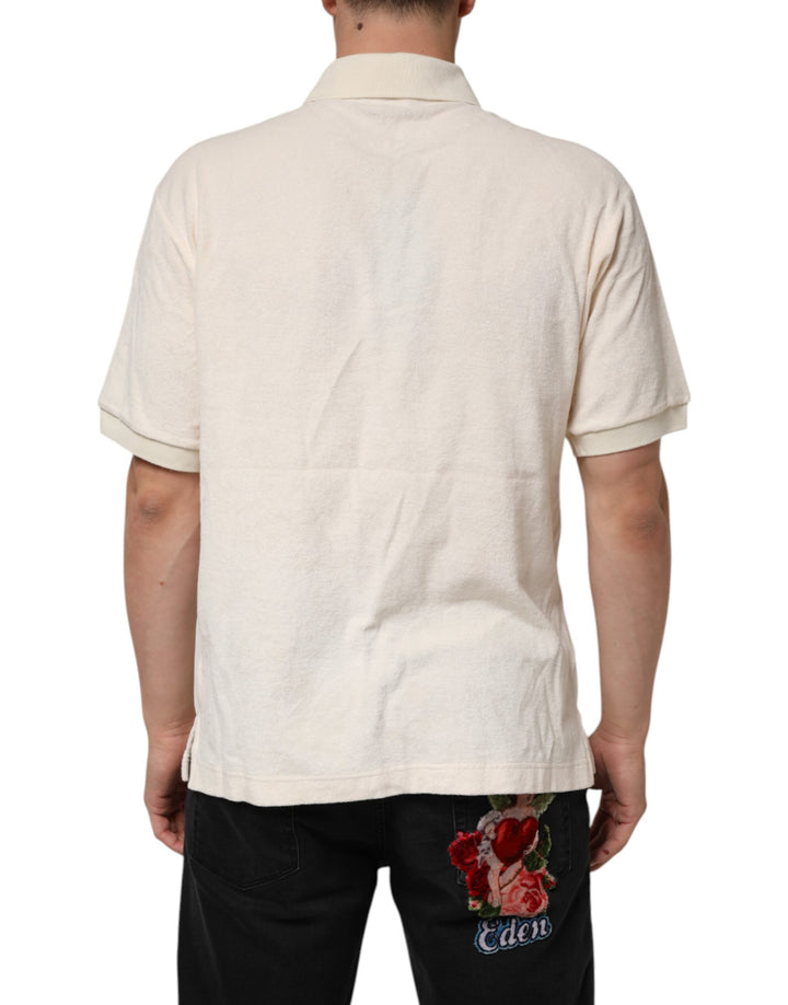 Dolce &amp; Gabbana Sample Sale Dolce &amp; Gabbana Ivory Cotton Terry Logo Pocket Polo T-shirt - | Designer outlet