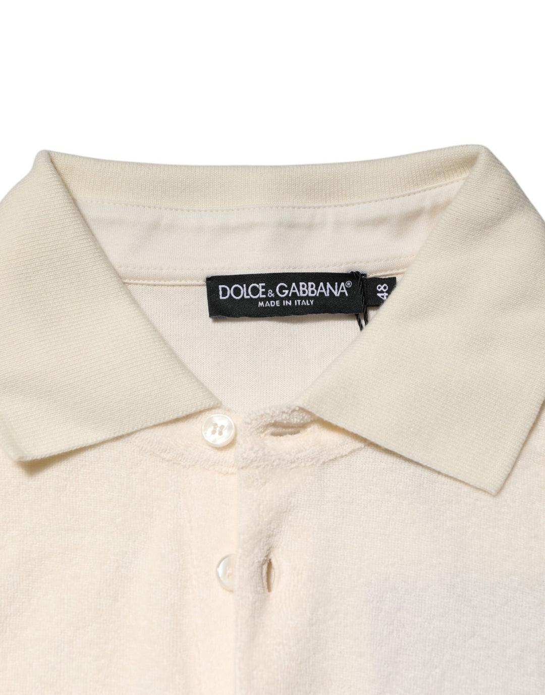 Dolce &amp; Gabbana Sample Sale Dolce &amp; Gabbana Ivory Cotton Terry Logo Pocket Polo T-shirt - | Designer outlet