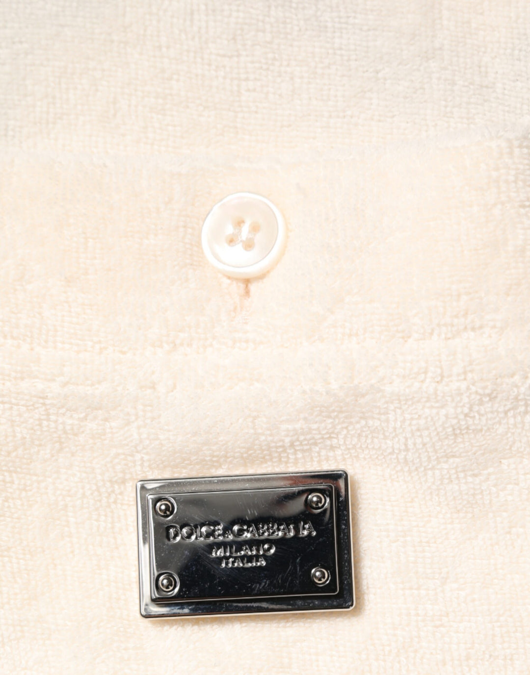 Dolce &amp; Gabbana Sample Sale Dolce &amp; Gabbana Ivory Cotton Terry Logo Pocket Polo T-shirt - | Designer outlet