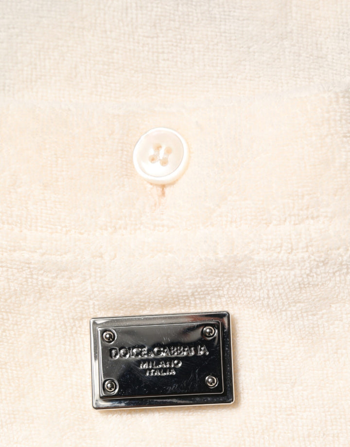 Dolce &amp; Gabbana Sample Sale Dolce &amp; Gabbana Ivory Cotton Terry Logo Pocket Polo T-shirt - | Designer outlet