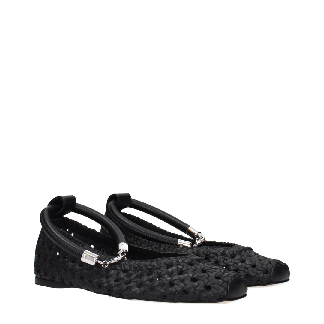 Max Mara Black Leather Ballet Flats