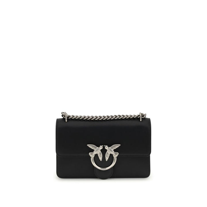 PINKO Black Calf Leather Bos Taurus Shoulder Bag