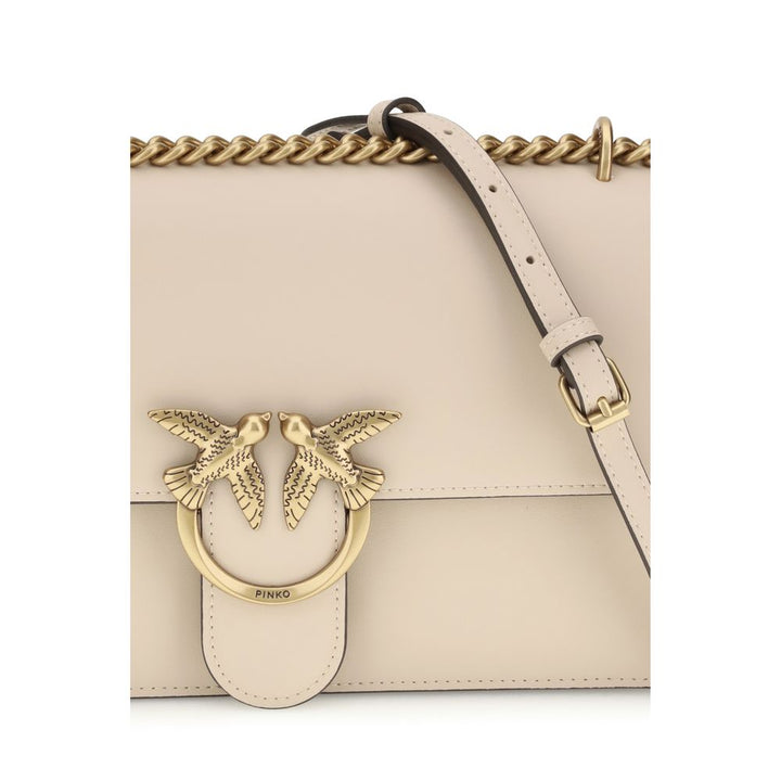 PINKO Beige Calf Leather Bos Taurus Shoulder Bag