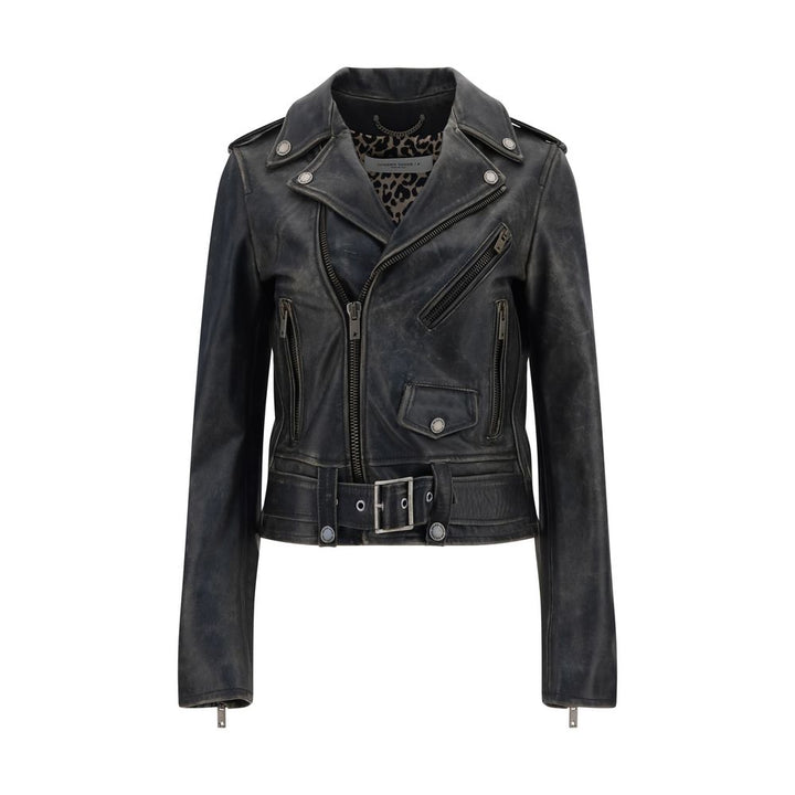 Golden Goose Black Calf Leather Bos Taurus Biker Jacket