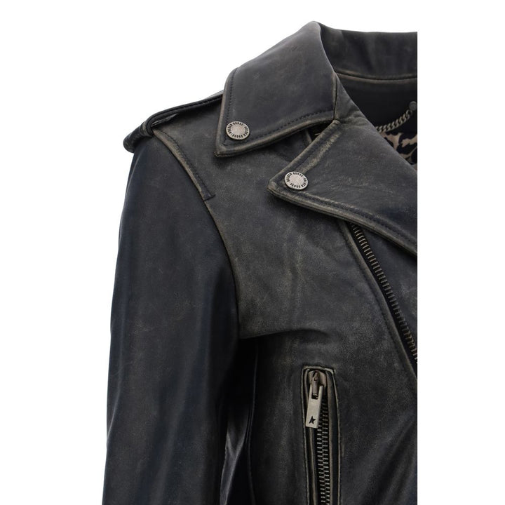 Golden Goose Black Calf Leather Bos Taurus Biker Jacket