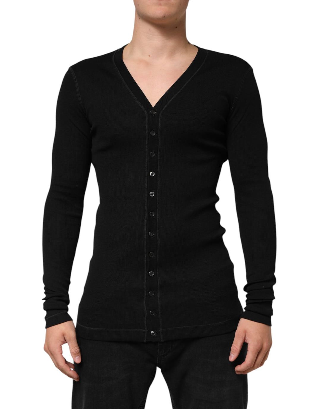 Dolce & Gabbana Black Cotton Button Up Men Cardigan Sweater by Dolce & Gabbana outlet now on sale