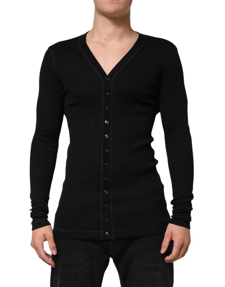 Dolce & Gabbana Black Cotton Button Up Men Cardigan Sweater by Dolce & Gabbana outlet now on sale