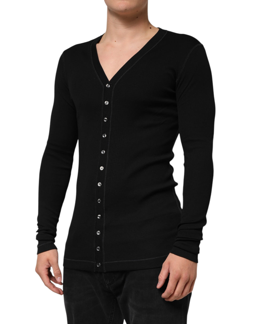 Dolce & Gabbana Black Cotton Button Up Men Cardigan Sweater by Dolce & Gabbana outlet now on sale