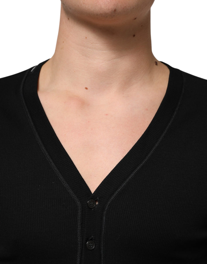 Dolce & Gabbana Black Cotton Button Up Men Cardigan Sweater by Dolce & Gabbana outlet now on sale