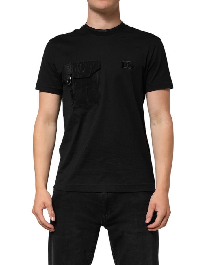 Dolce &amp; Gabbana Sample Sale Dolce &amp; Gabbana Black Cotton Embroidered DG Logo Pocket T-shirt - | Designer outlet