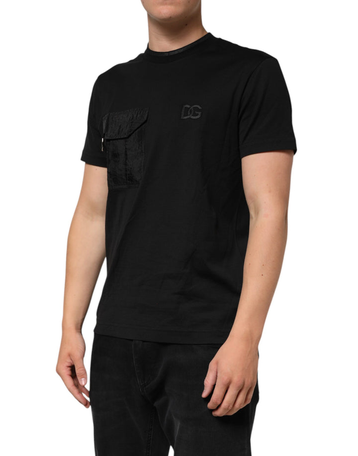 Dolce &amp; Gabbana Sample Sale Dolce &amp; Gabbana Black Cotton Embroidered DG Logo Pocket T-shirt - | Designer outlet
