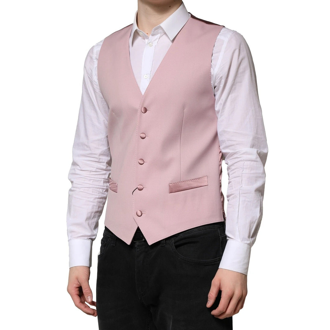Dolce &amp; Gabbana Sample Sale Dolce &amp; Gabbana Pink Wool Dress Formal Men Waistcoat Vest - | Designer outlet