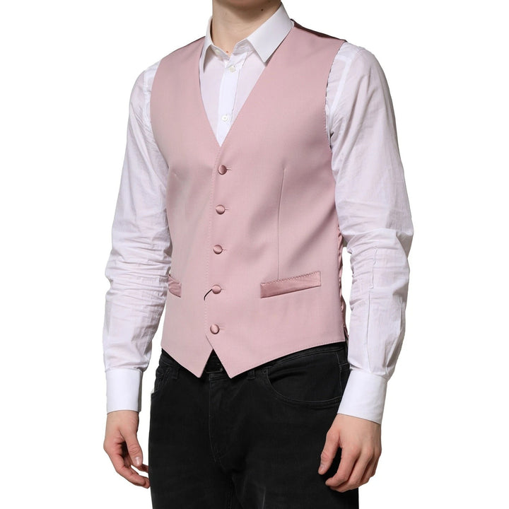 Dolce &amp; Gabbana Sample Sale Dolce &amp; Gabbana Pink Wool Dress Formal Men Waistcoat Vest - | Designer outlet