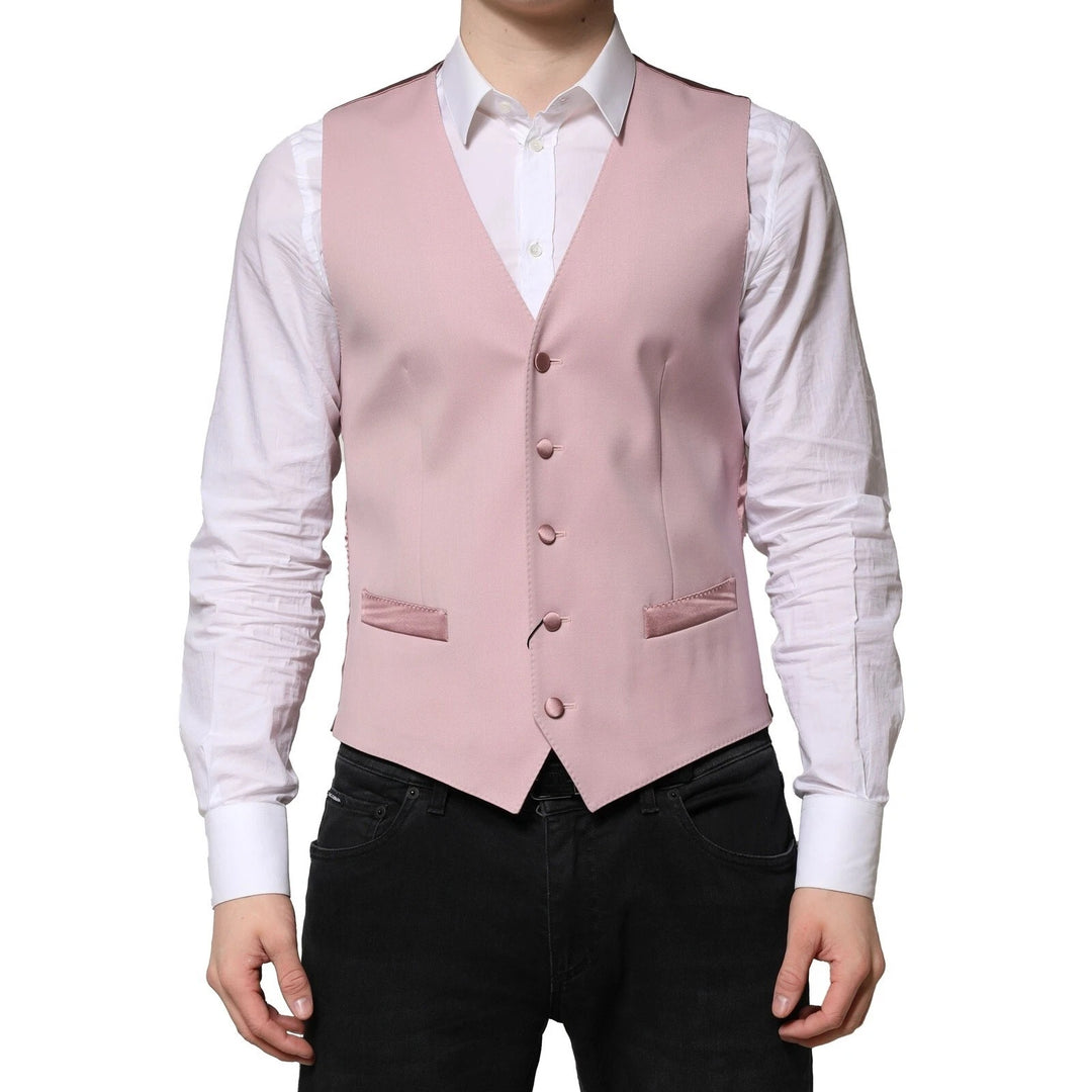 Dolce &amp; Gabbana Sample Sale Dolce &amp; Gabbana Pink Wool Dress Formal Men Waistcoat Vest - | Designer outlet