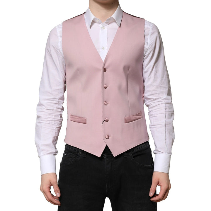Dolce &amp; Gabbana Sample Sale Dolce &amp; Gabbana Pink Wool Dress Formal Men Waistcoat Vest - | Designer outlet
