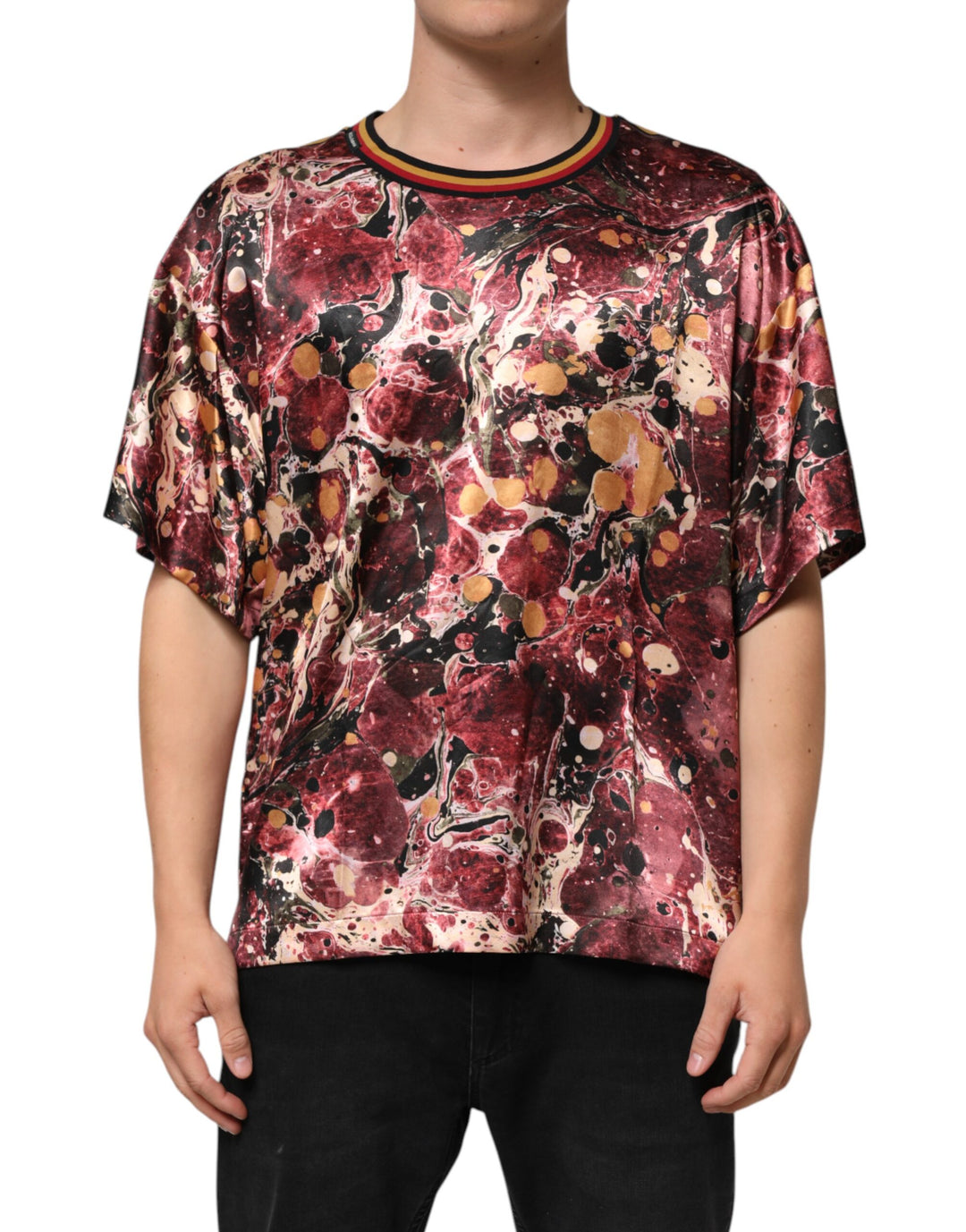 Dolce &amp; Gabbana Sample Sale Dolce &amp; Gabbana Multicolor Polyester Marble Print Oversize T-shirt - | Designer outlet