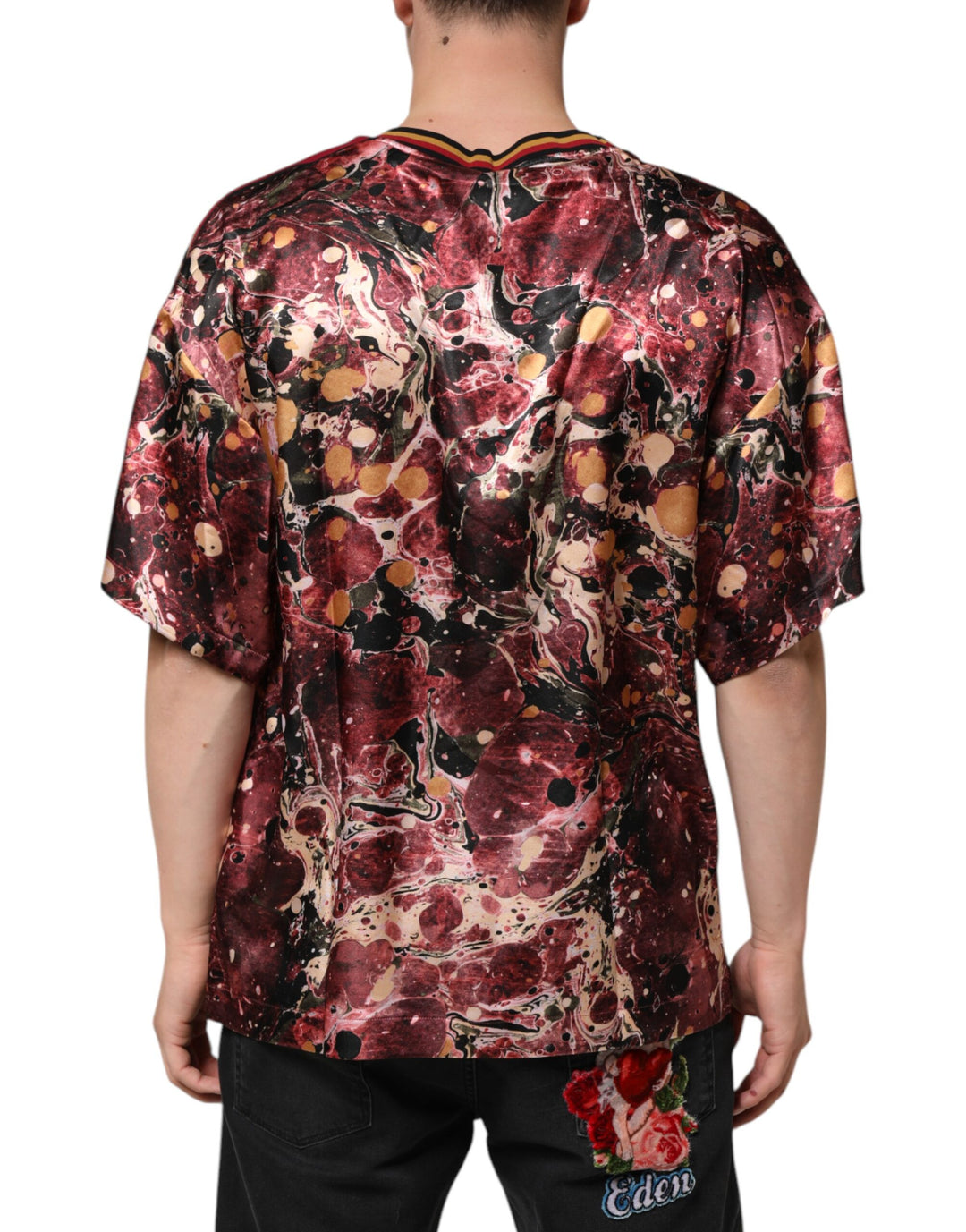 Dolce &amp; Gabbana Sample Sale Dolce &amp; Gabbana Multicolor Polyester Marble Print Oversize T-shirt - | Designer outlet