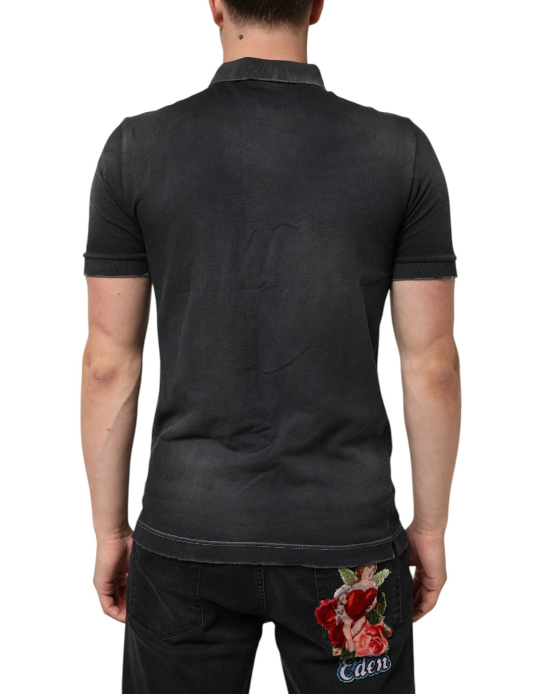 Dolce &amp; Gabbana Gray Cotton Crown Collared Men Polo T-shirt by Dolce &amp; Gabbana outlet now on sale