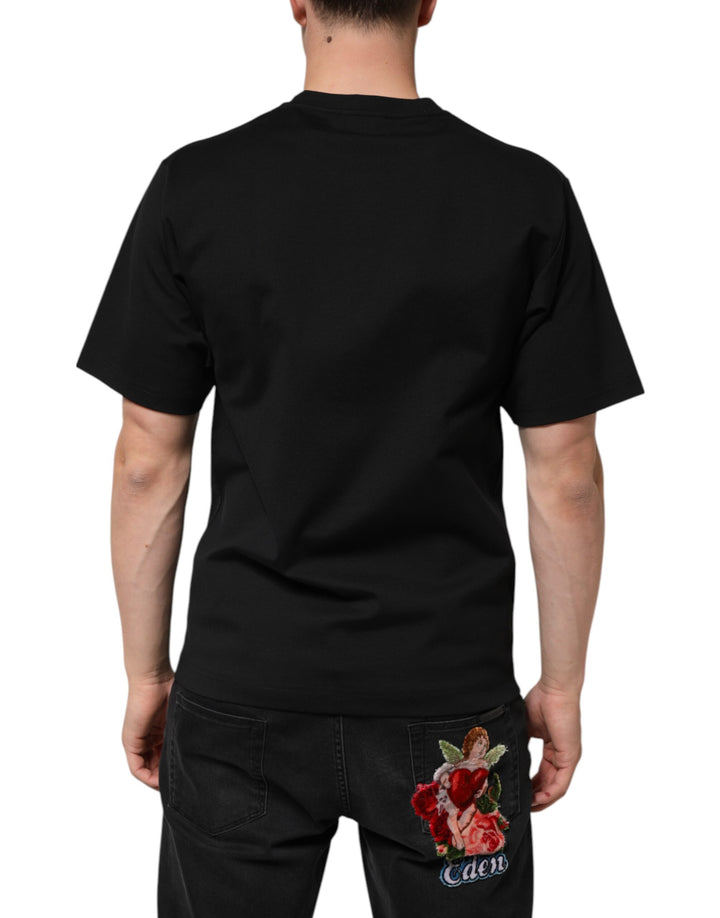 Dolce &amp; Gabbana Black Cotton DG Logo Graffiti Short Sleeve T-shirt by Dolce &amp; Gabbana outlet now on sale