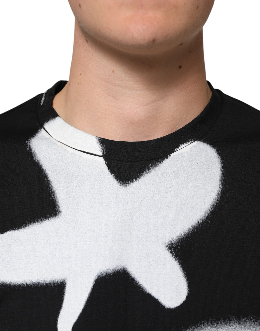 Dolce &amp; Gabbana Black Cotton DG Logo Graffiti Short Sleeve T-shirt by Dolce &amp; Gabbana outlet now on sale