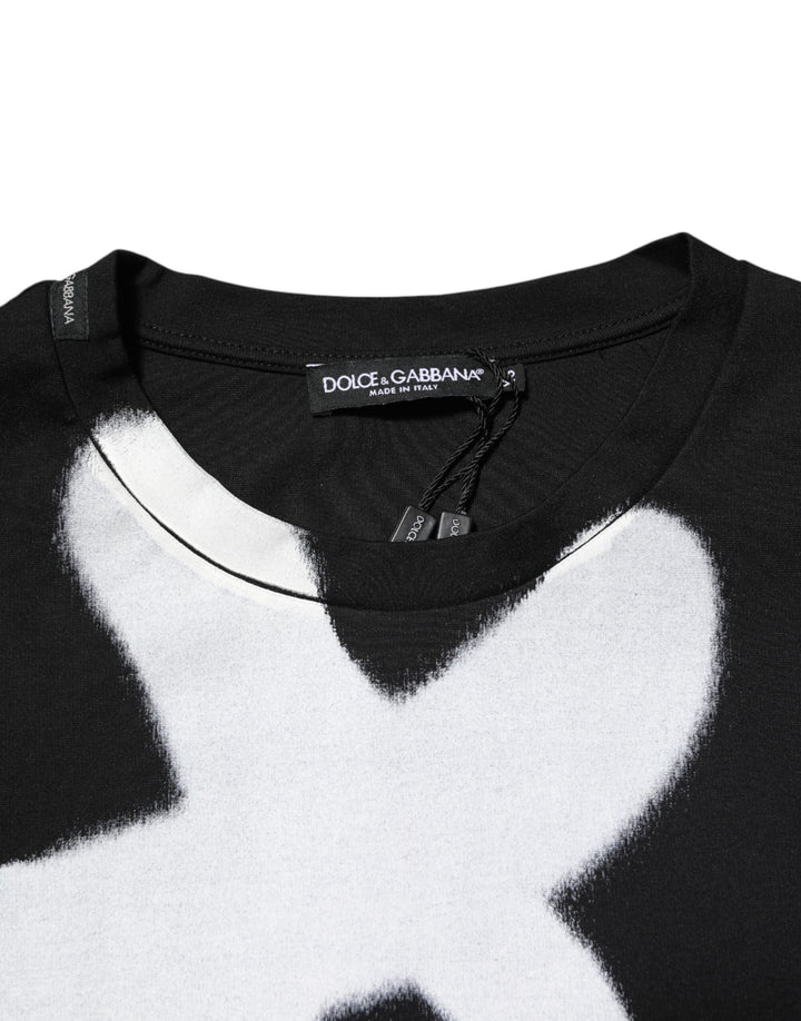 Dolce &amp; Gabbana Black Cotton DG Logo Graffiti Short Sleeve T-shirt by Dolce &amp; Gabbana outlet now on sale