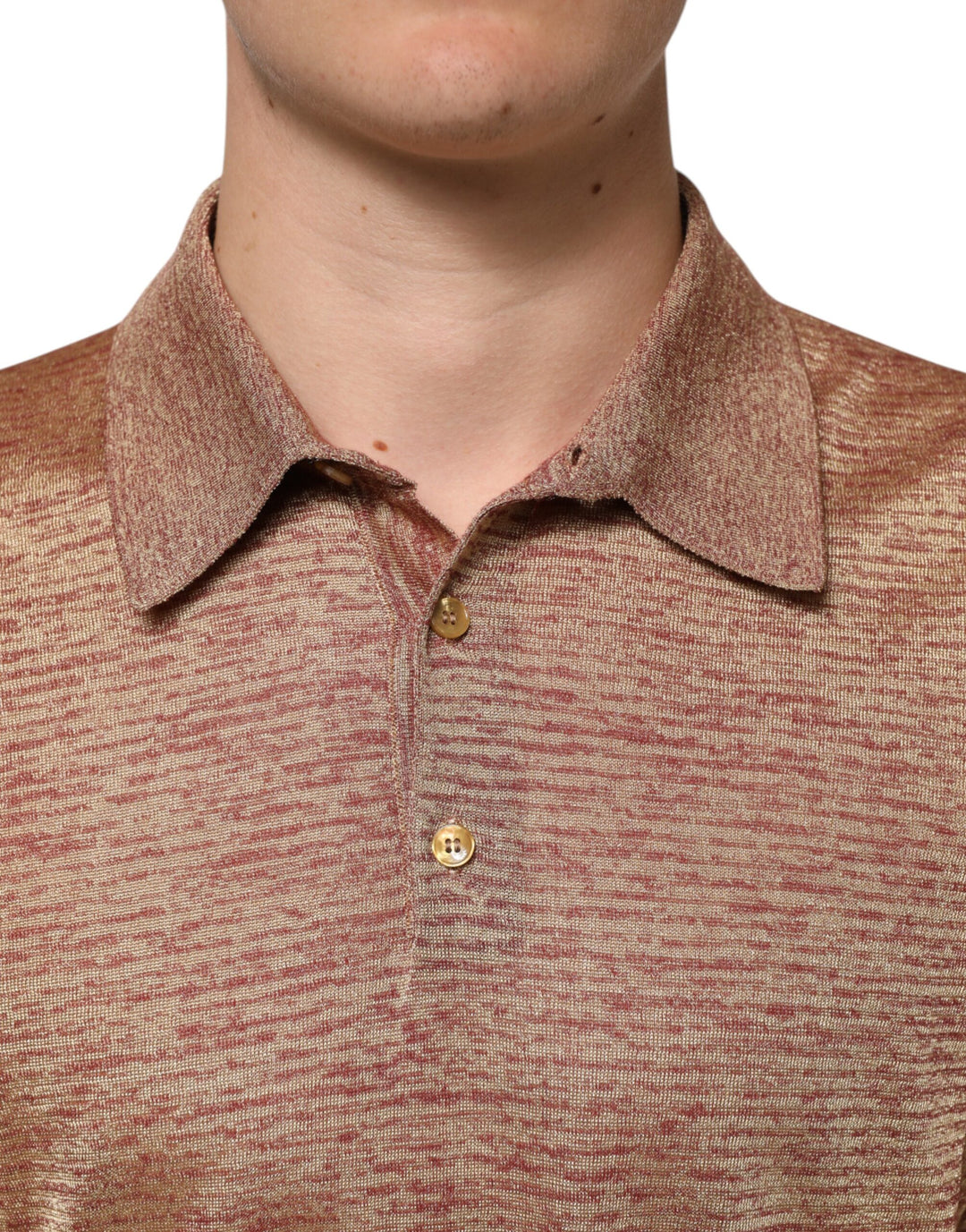 Dolce &amp; Gabbana Brown Silk Textured Short Sleeve Polo T-shirt by Dolce &amp; Gabbana outlet now on sale