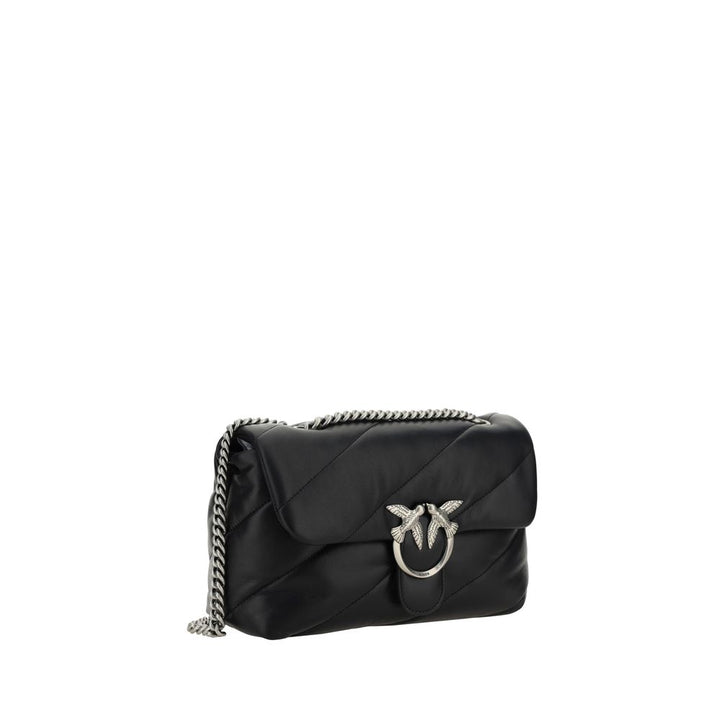 PINKO Black Calf Leather Bos Taurus Shoulder Bag