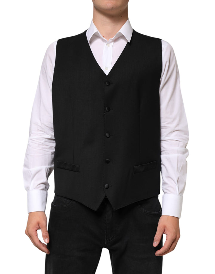 Dolce &amp; Gabbana Sample Sale Dolce &amp; Gabbana Black Wool Dress Formal Men Waistcoat Vest - | Designer outlet