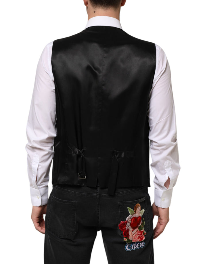 Dolce &amp; Gabbana Black Wool Dress Formal Men Waistcoat Vest by Dolce &amp; Gabbana outlet now on sale