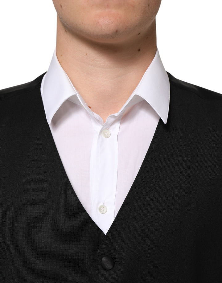 Dolce &amp; Gabbana Black Wool Dress Formal Men Waistcoat Vest by Dolce &amp; Gabbana outlet now on sale