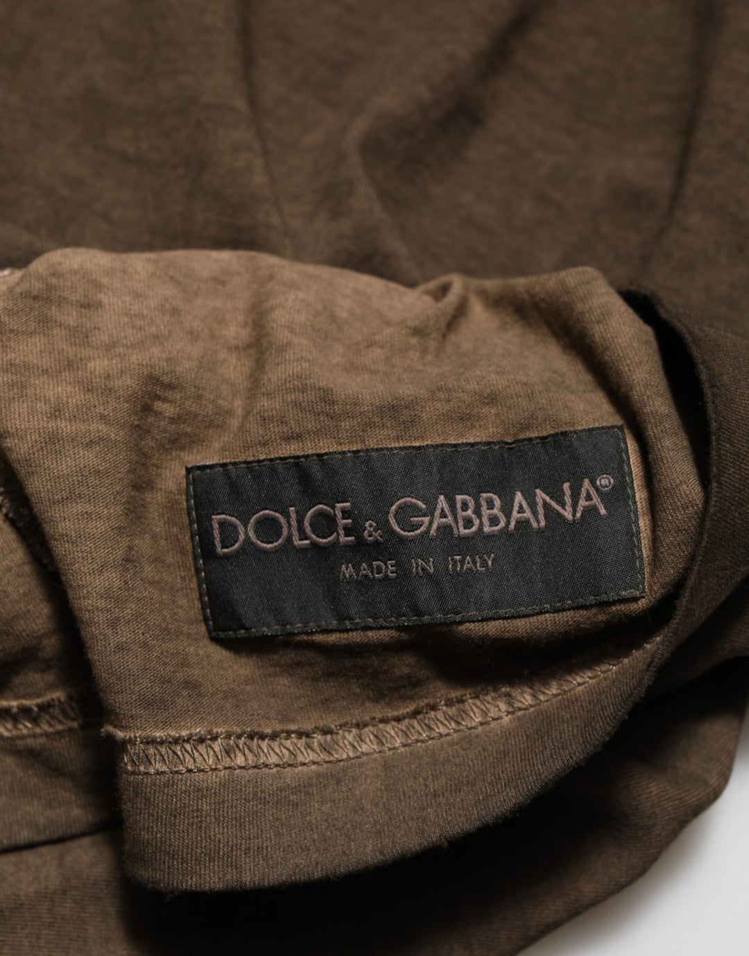 Dolce &amp; Gabbana Dark Brown Cotton Tattered Logo Men T-shirt by Dolce &amp; Gabbana outlet now on sale