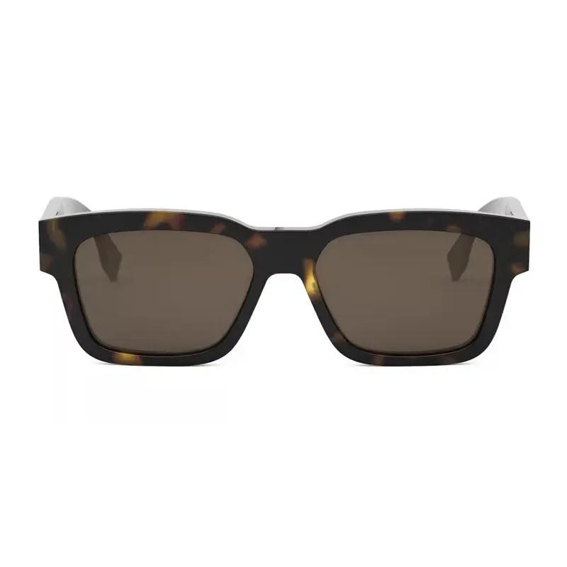 Fendi Sunglasses Square Full Rim, Dark Havana Frame And Brown Lens Fe40107I52E